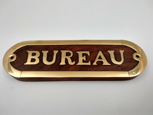 Plaque De Porte Bois Et Laiton Bureau Longueur 16 5cm Pour La Maison Le Bateau Ebay