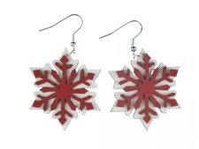 Snowflake Earrings Miniblings Christmas Stars Wood White Brown Flat