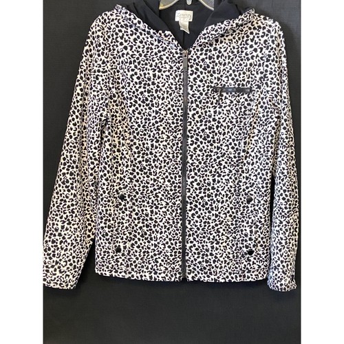 Zenergy Chicos Damen Jacke Größe M Schwarz Weiß Animal Print Zip Hoodie