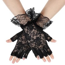 Fingerless Lace Gloves Women Short Elegant Black Lace Gloves for Wedding