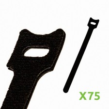 8 Inch Hook and Loop Reusable Strap Cable Cord Wire Ties 75 Pack Black