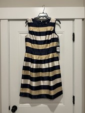 New Tommy Hilfiger Sleeveless Stripe Fit Flare Midi Dress Sz 6 Nautical Cocktail