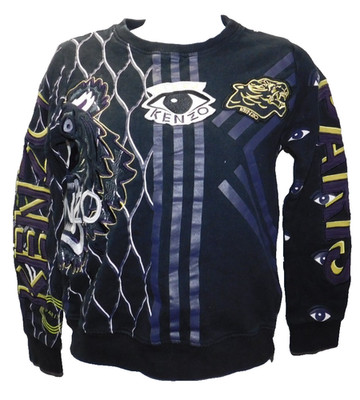 KENZO KIDS MULTI ICON SWEATSHIRT BLACK JUNIOR 12 y/12a 152 cm TIGER EYE PATCH