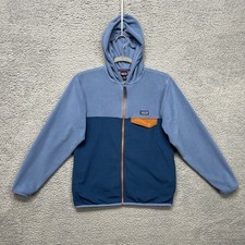 Patagonia Kids Micro D Snap-T Jacket Boys 14 Blue Hooded Fleece Full Zip 65465