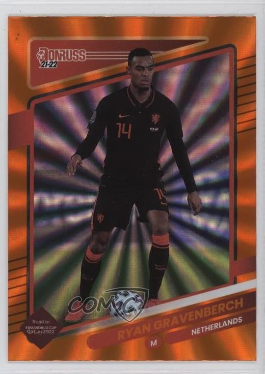 2021-22 Panini Donruss Road to Qatar Holo Orange Laser Ryan Gravenberch #96 1u6