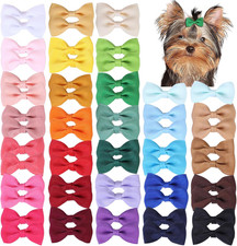 60PCS 2Inch Puppy Dog Bows with Clips,Small Handmade Hair Accessories Bow Pet Pu