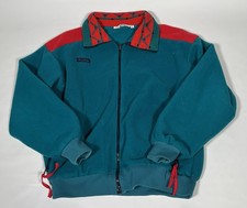 Vintage Columbia Men’s L USA Made Teal Fleece Aztec Collar Full Zip Jacket