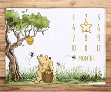 Classic Winnie The Pooh Monthly Baby Milestone Blanket Soft Silk Photo Prop Mat