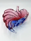 VINTAGE MURANO Leaf Shaped Pink & Blue Glass Bowl SOMMERSO Color Technique