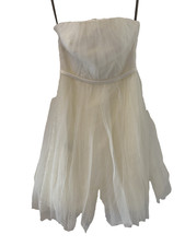 VERA WANG WHITE Ivory Chantilly Lace Strapless Mini Dress Size 2 AU 6