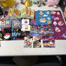 Big Lot Of Pokemon Mini Binders, Stickers, And Pokeball Belt