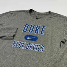 Duke Blue Devils Shirt Mens XL Gray NCAA Basketball Long Sleeve Nike Dri Fit Tee
