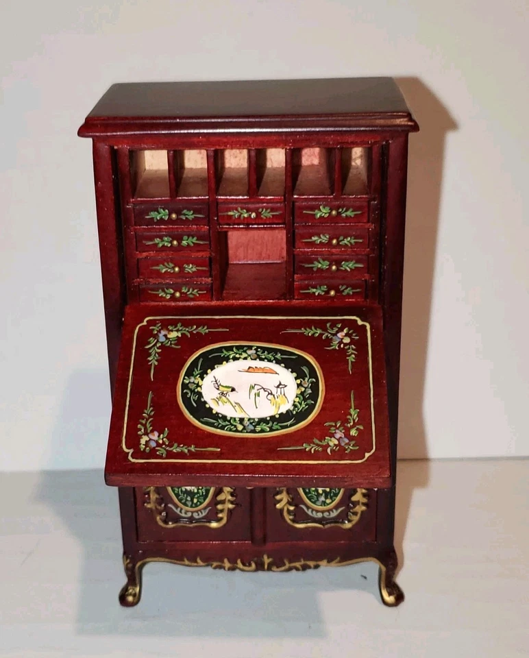 Impresionante gabinete secretario casa de muñecas Jiayi Bespaq pintado a mano 1/12 Foto 3 de 4