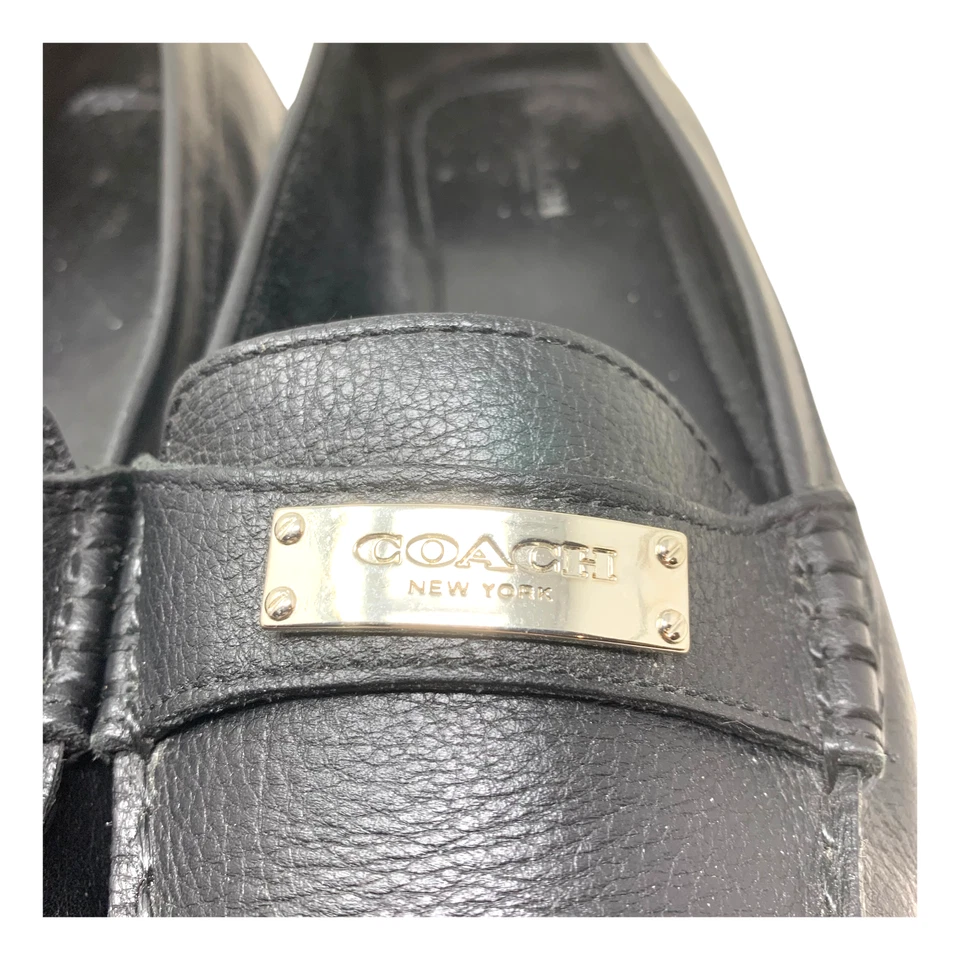 Mocasines planos Coach Fredrica de cuero de becerro negro para mujer talla 10 A5175 Foto 4 de 4