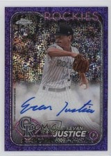 2024 Topps Chrome Rookie Purple Speckle Refractor /299 Evan Justice Auto f2v