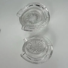 2 Horseshoe Or Good Luck Open Salt Cellar OHara About 1890 2”  Rayed Bottom