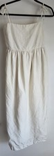 Uniqlo Midi Dress XS Sleeveless Casual Solid Off-White Linen Shift Sundress