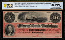 1860's $10 Obsolete - New Orleans, Louisiana - Citizens Bank - PCGS 58 PPQ - DIX