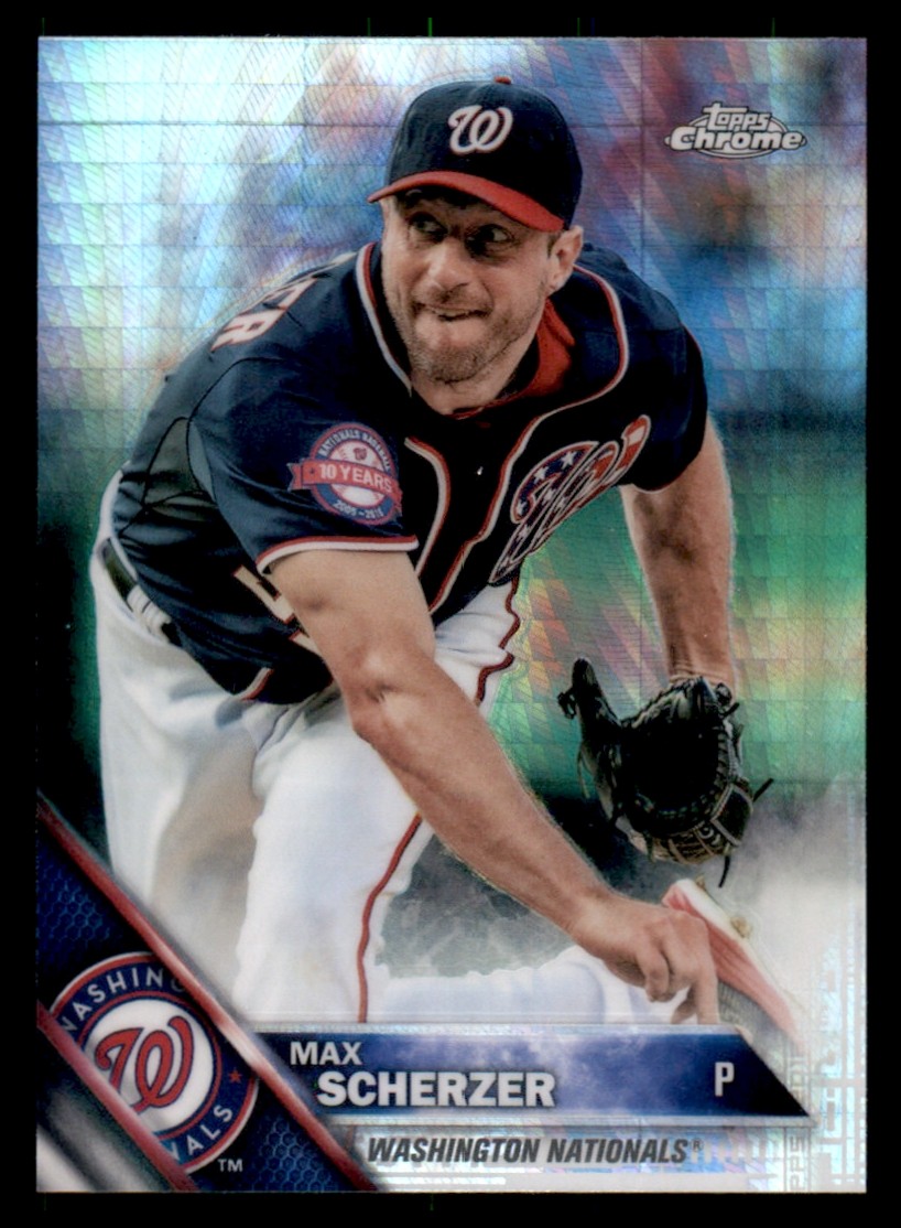 2016 Topps Chrome Max Scherzer Prism Refractor #16 Baseball Card