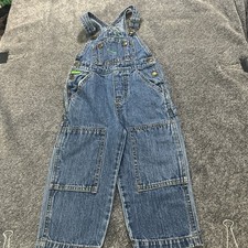 John Deere Unisex Kids Denim Bib Overalls Double Knee Size 2T Adjustable Straps