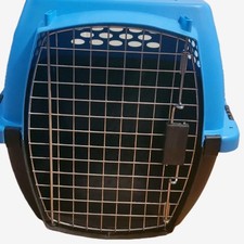 Blue Pet Kennel made w/ Plastic a Metal gate entrance
