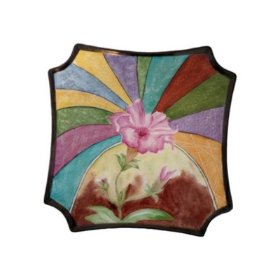 Unique Handcrafted Hand-painted  Decorative Plate: Signature Barbara Wood 9 In