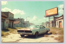1960s Dodge Charger Postcard Abandoned Street Classic Car 4x6 NEW 2025 Postcard