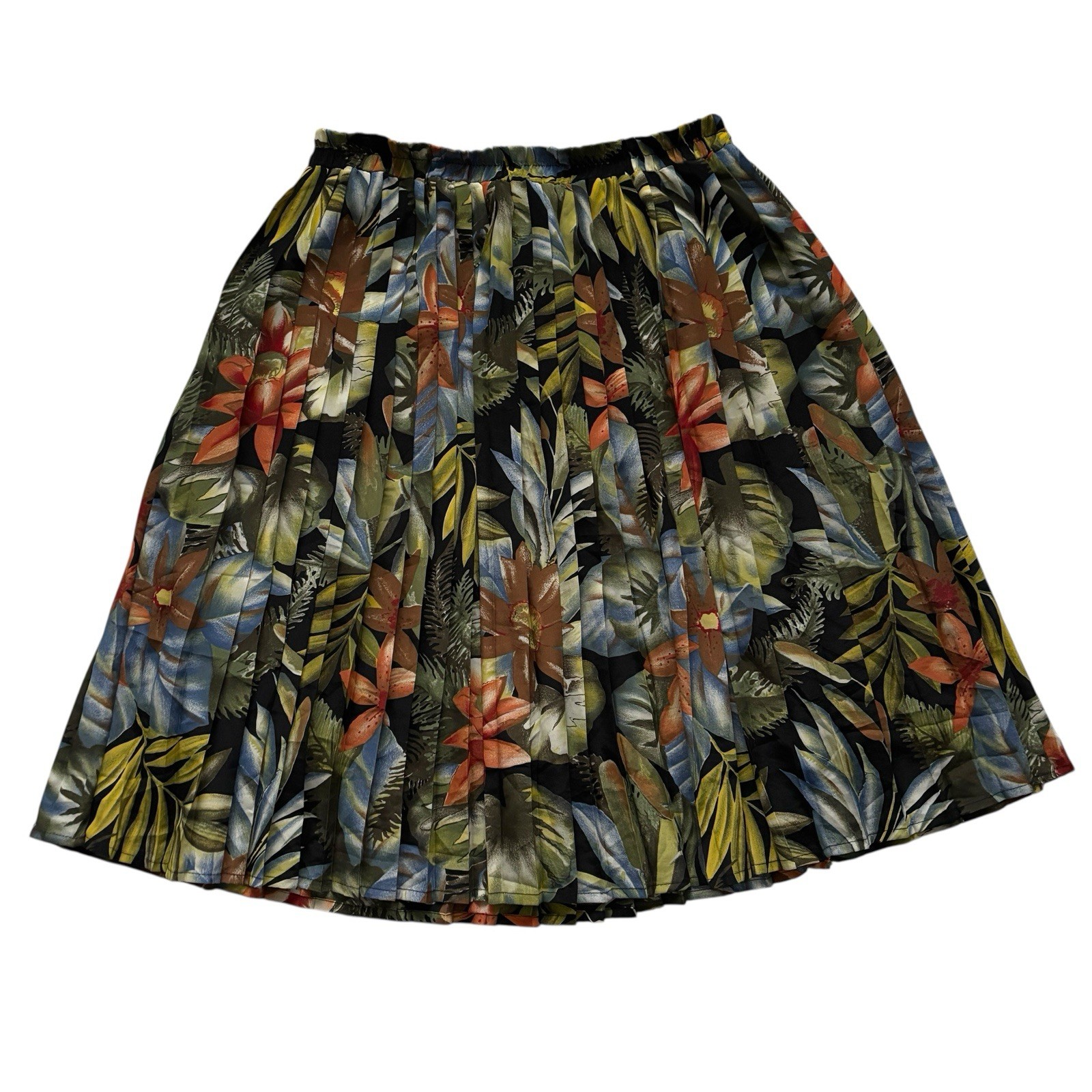 Vintage Skirt 80s Lower Calf Length Tropical Print Retro Boho 16 image 2