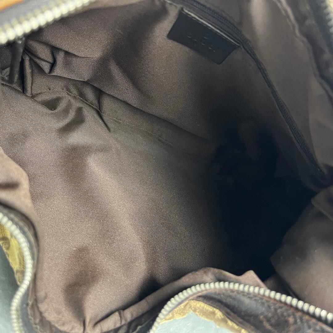 GUCCI GG Sherry Line Shoulder Bag Ziplock Leather Canvas Brown Beige From Japan thumbnail 8