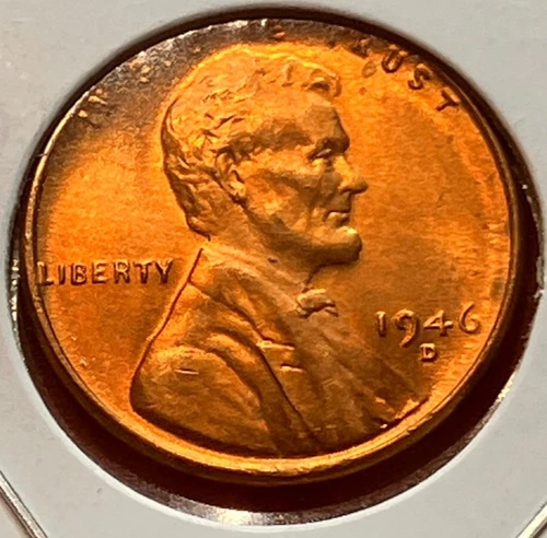 1946-D Lincoln Wheat Cent Penny GEM RED BU From an Original Bank Roll