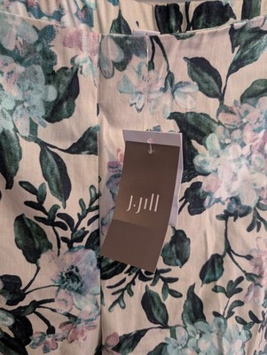 NWT J.Jill Linen Cropped Floral Women's Vacation Beach Water Capris Summer