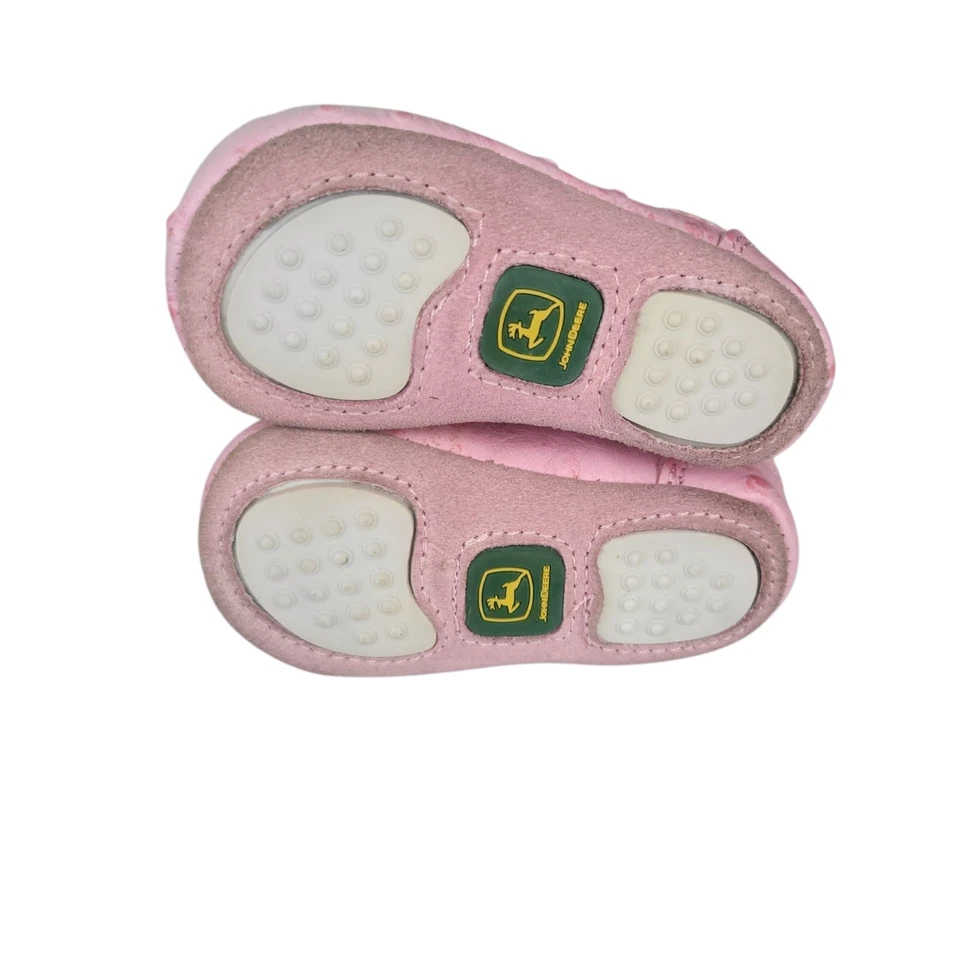 John Deere Pink Johnny Poppers Baby Girls Infant Boots Leather Size 0  - Image 2 of 4