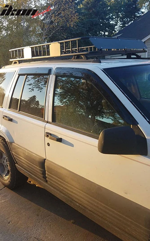 Se adapta a 93-98 Jeep Grand Cherokee acrílico 4 piezas viseras de ventana ventilación protector de lluvia Foto 3 de 4