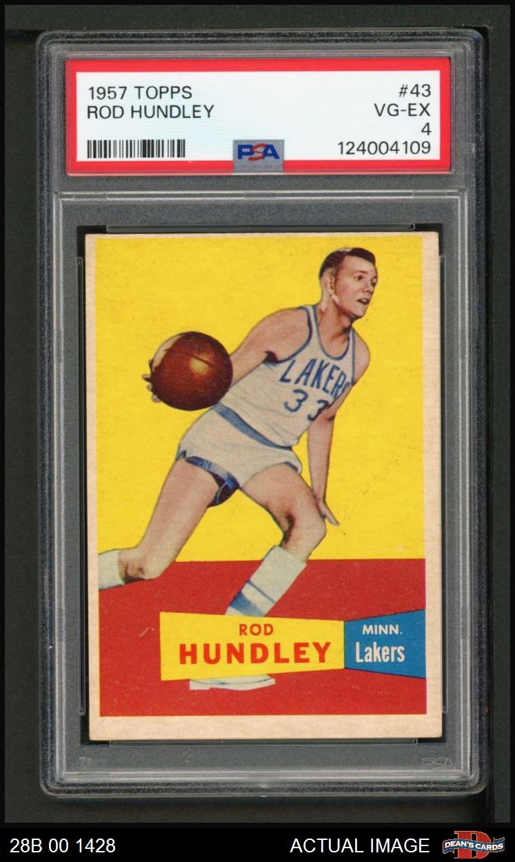 1957 Topps #43 Rod Hundley Lakers DOUBLE-PRINT RC WVU PSA 4 - VG/EX