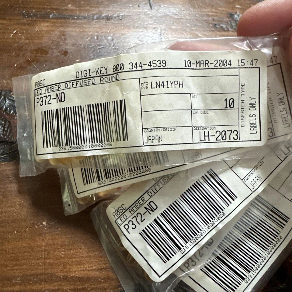 DIGI-KEY P372-ND LED AMBER LAMP 5mm ROUND/DOMED TOP (LN41YPH) 4 PACKS OF 10 NIB - Image 3 of 4