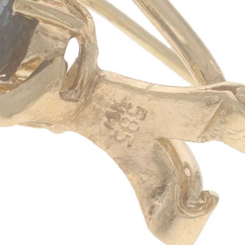 Aretes con racimo de diamantes y zafiro de oro amarillo - 14 k pera perforada 4,04 ctw Foto 4 de 4