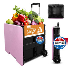 Inspired Living Collapsible Ultra-Slim Pack-N-Roll,2 Wheel Utility Cart w/Lid Us