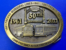Fresno California Municipal Lines Transit 50th Anniversary Vintage Belt Buckle