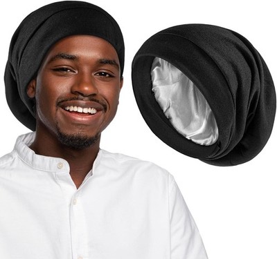 Adjustable Silk Sleep Cap for Men - Soft Satin Hair Protection Bonnet