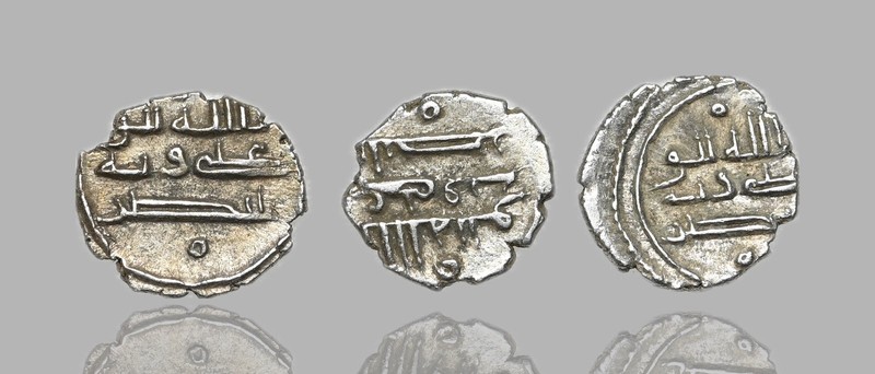 HABBARIDS, Ali, c. AD 975, Silver damma, D 14, Lot of 3, ex. Robert Tye