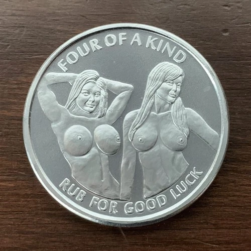 1 oz Silver Round / Nude - Four of a Kind, Rub For Good Luck / Free Shipping!