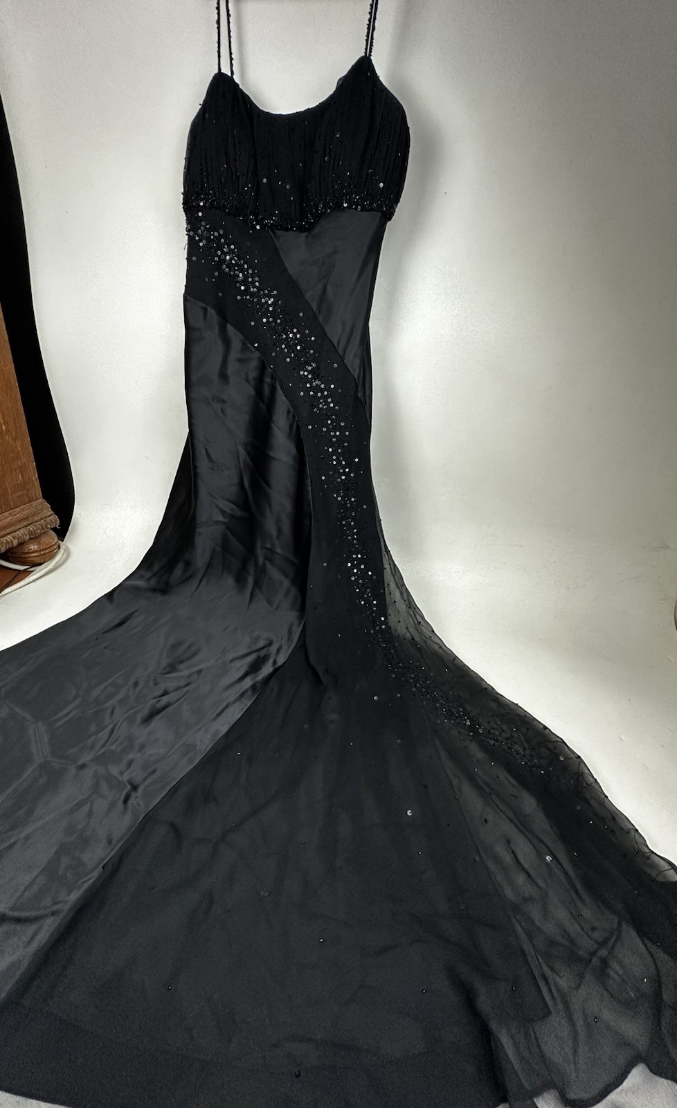 Morrell Maxie Dress Womens Size 6 Black Beaded y2k Gown Small Fairy
