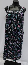 Aria Sleepwear Women's Sleeveless Floral Cotton Nightgown JT8 Black Medium NWT