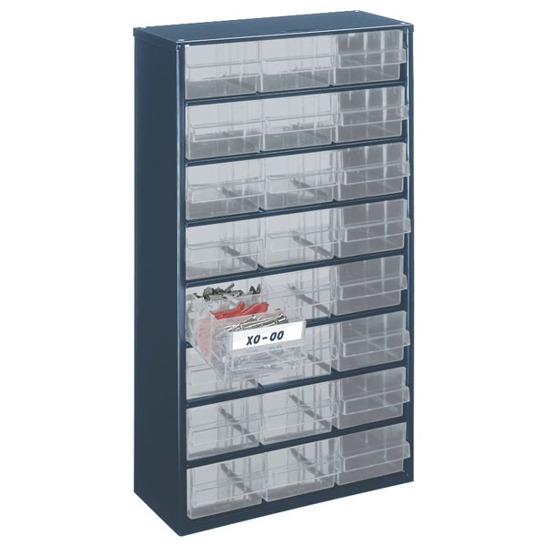 Raaco RAA137409 Parts Storage, Blue/Transparent | Load capacity 29.7 kg, 15 x 30.6 x 55.2 cm, suitable for wall mounting, screw shelf for small parts for workshop storage - Image 2