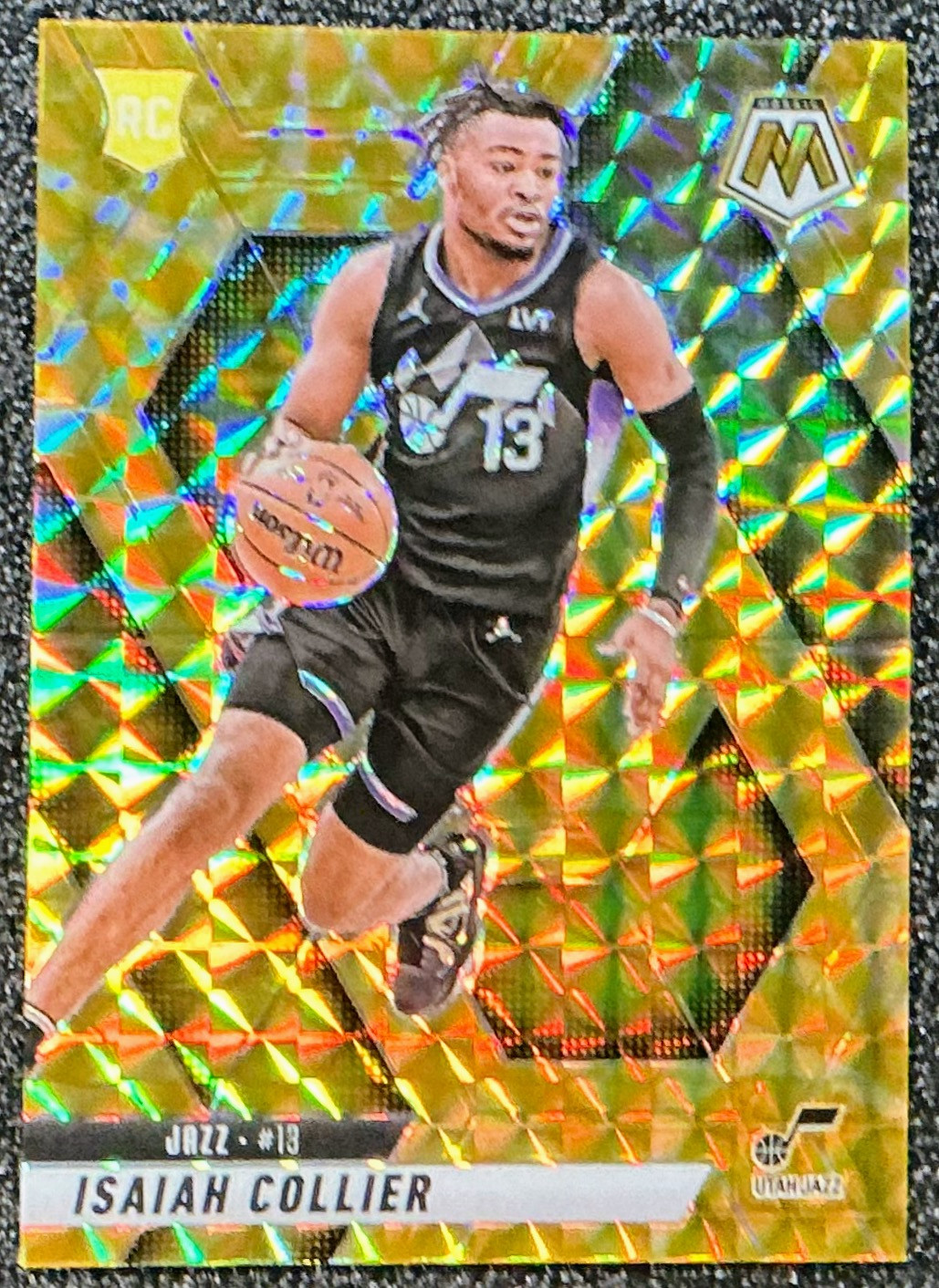 Isaiah Collier 2024-25 Panini Mosaic #222 Reactive Yellow Mosaic Prizm (RC) Jazz