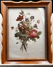 Vtg Print ‘Bouquet of Rose & Lily of the Valley’ by French painter JL Prévost