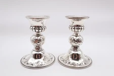 Antique Victorian Silver Novelty Owl Candlesticks Hallmarked London 1859