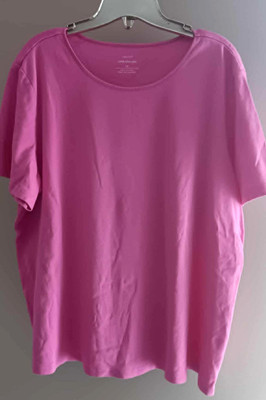 CJ Banks Womens Plus Size 2X TEE SHIRT Pink 100% Cotton Short Sleeve