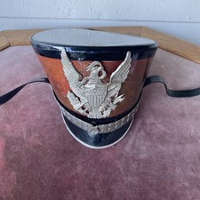 Vintage Orange Marching Band Shako Hat Silver Eagle Emblem Drum Major Hat Size 7