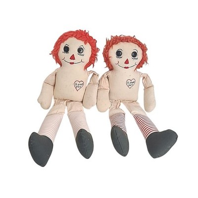 Raggedy Ann & Andy Dolls 1950s Vintage Love You Handmade Stitch